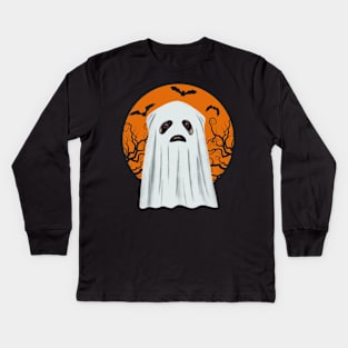 Funny Ghost Pug Kids Long Sleeve T-Shirt